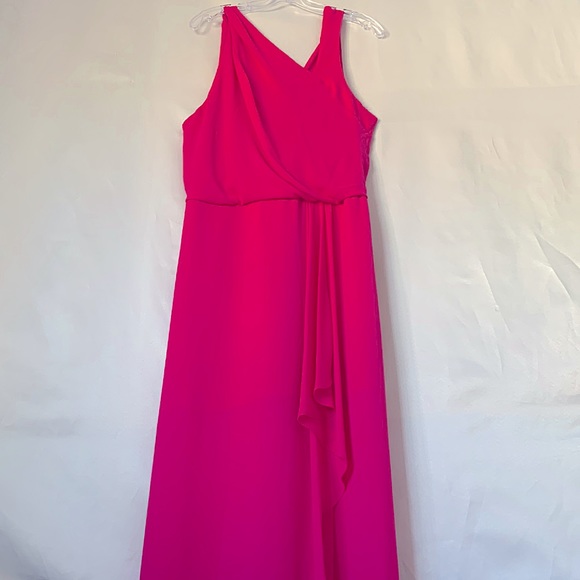 HALSTON Arymetric Draped Gown Azalea Pink 12   NEW MSRP $395 - Picture 9 of 17